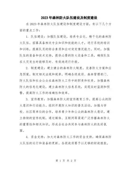 2023年森林防火队伍建设及制度建设
