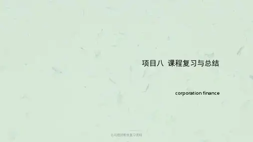 公司理财期末复习资料课件