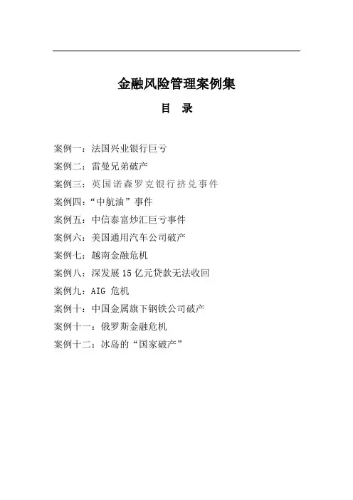 金融风险案例分析