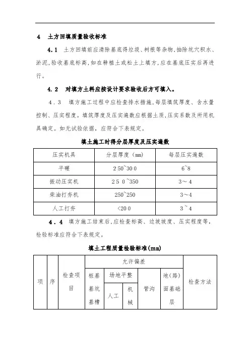 土方回填标准
