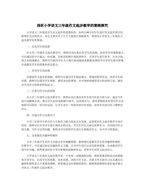 浅析小学语文三年级作文起步教学的策略探究