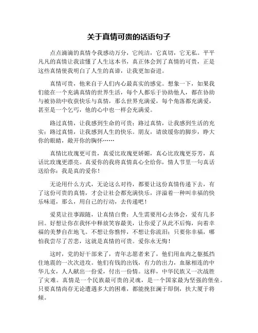 关于真情可贵的话语句子