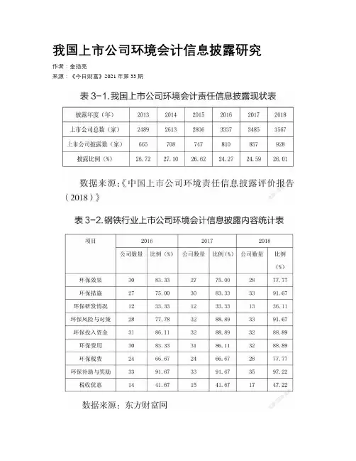 我国上市公司环境会计信息披露研究