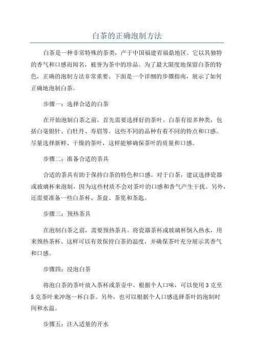 白茶的正确泡制方法
