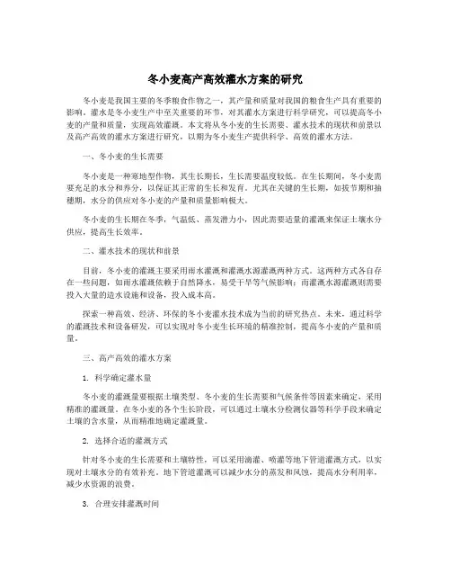 冬小麦高产高效灌水方案的研究