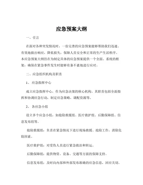 应急预案大纲
