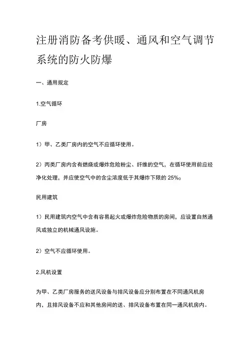 消防考试 供暖、通风和空气调节系统的防火防爆全考点梳理