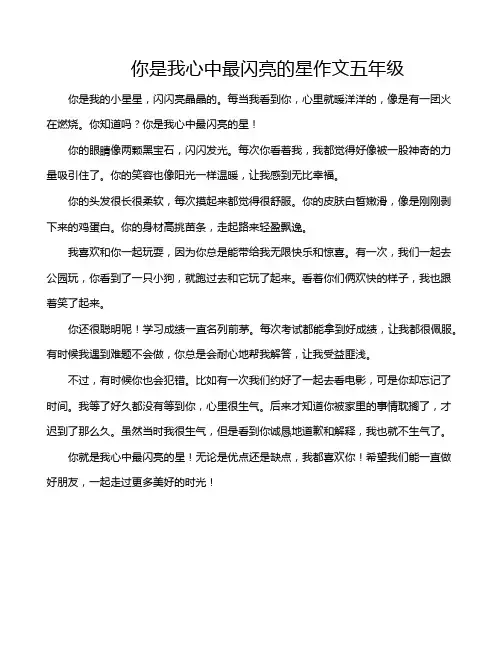 你是我心中最闪亮的星作文五年级