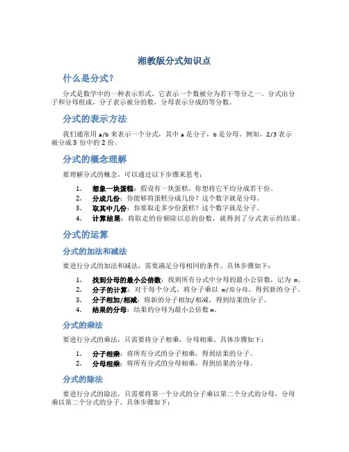 湘教版分式知识点