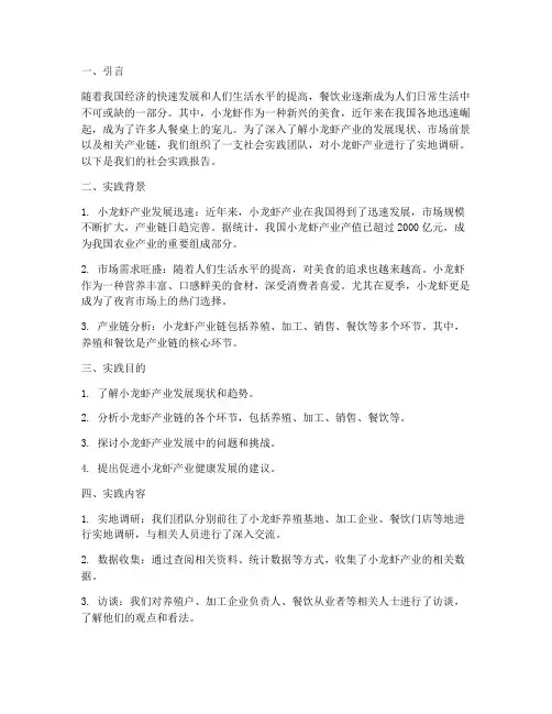 小龙虾社会实践报告