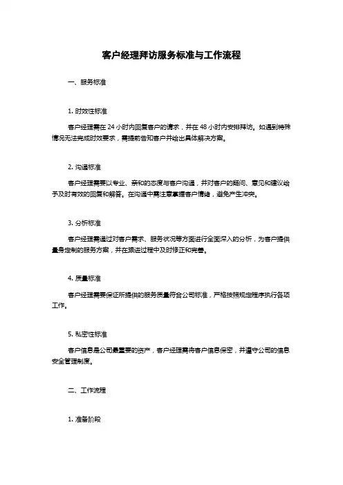 客户经理拜访服务标准与工作流程