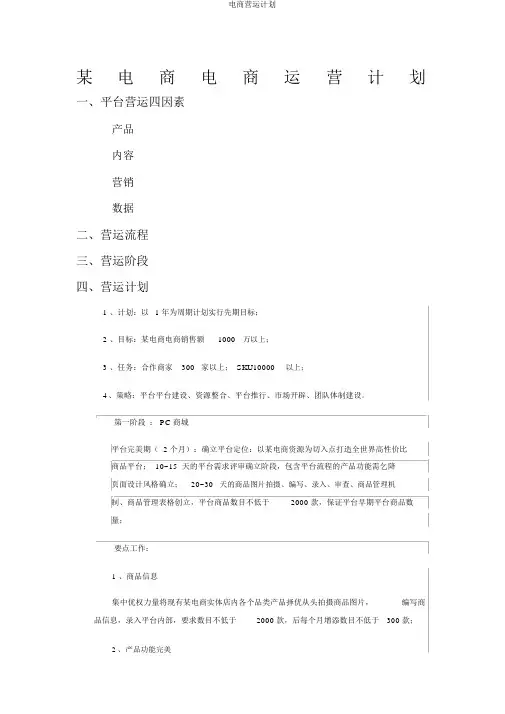 电商运营计划