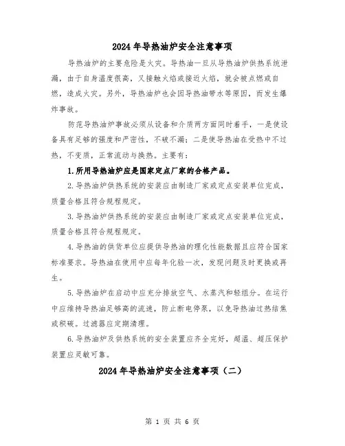 2024年导热油炉安全注意事项(三篇)