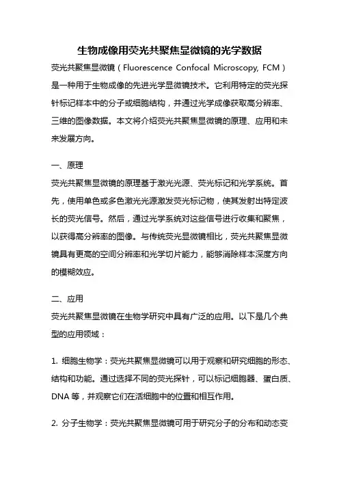 生物成像用荧光共聚焦显微镜的光学数据