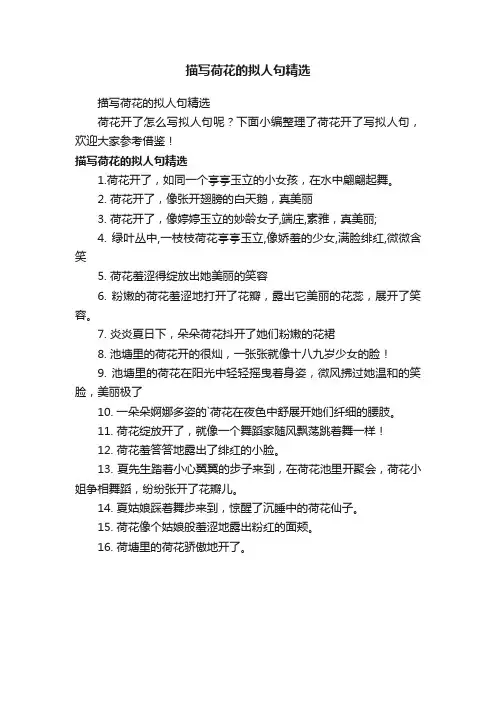 描写荷花的拟人句精选
