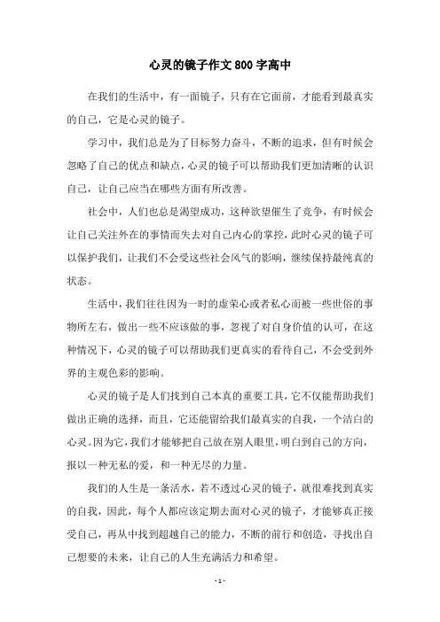 心灵的镜子作文800字高中