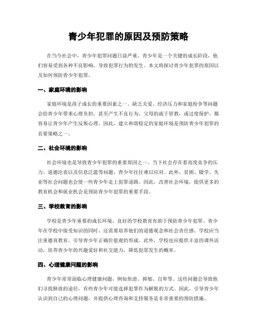 青少年犯罪的原因及预防策略