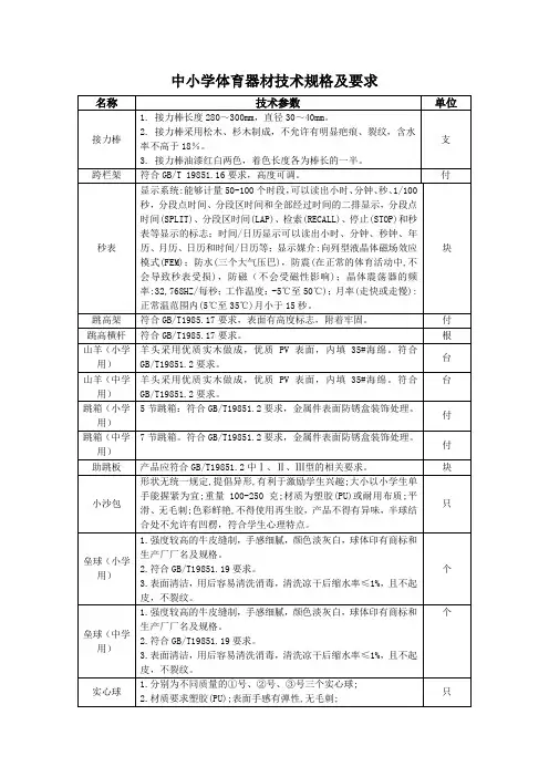 中小学体育器材技术规格及要求.doc