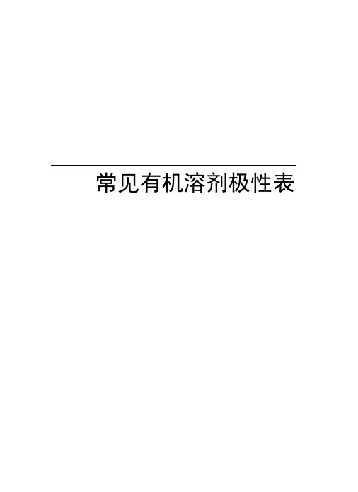 常见有机溶剂极性表知识讲解