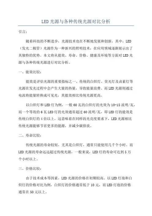 LED光源与各种传统光源对比分析