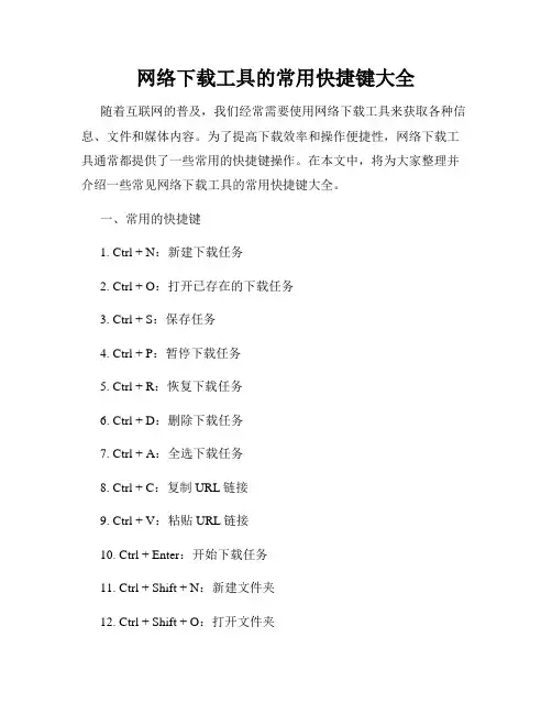 网络下载工具的常用快捷键大全