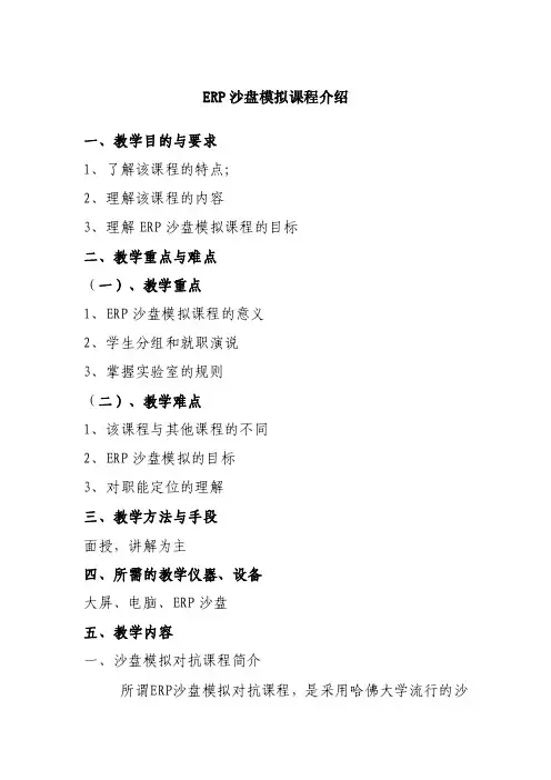 ERP沙盘模拟课程介绍