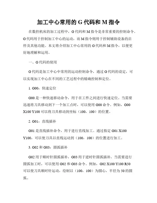 加工中心常用的G代码和M指令