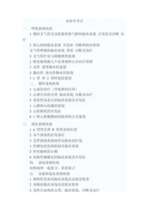 同等学力西医综合考点