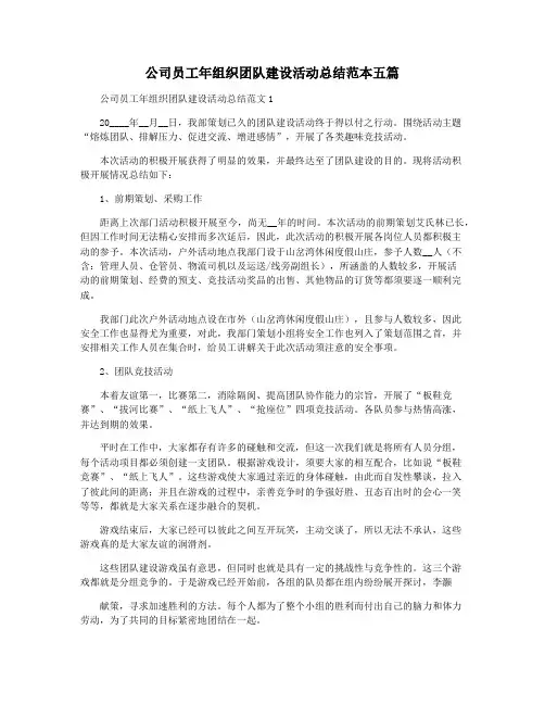公司员工年组织团队建设活动总结范本五篇