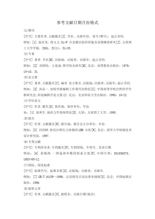参考文献日期月份格式