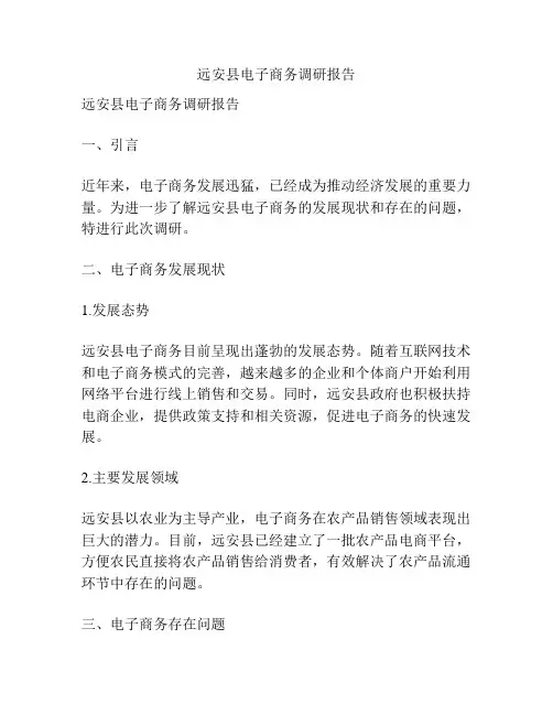 远安县电子商务调研报告