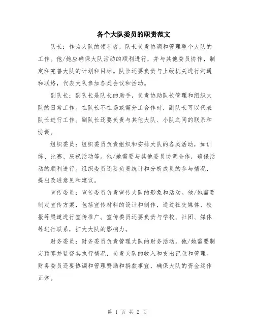 各个大队委员的职责范文