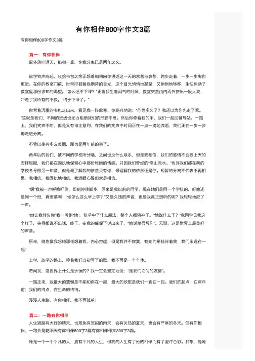有你相伴800字作文3篇