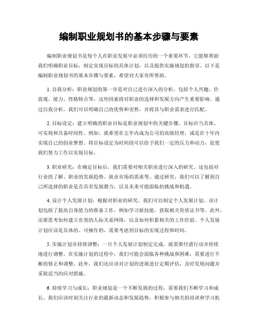 编制职业规划书的基本步骤与要素
