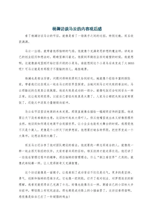 杨澜访谈马云的内容观后感