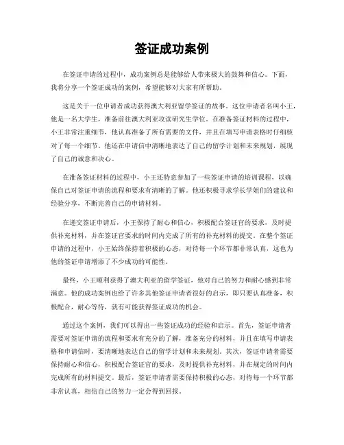 签证成功案例