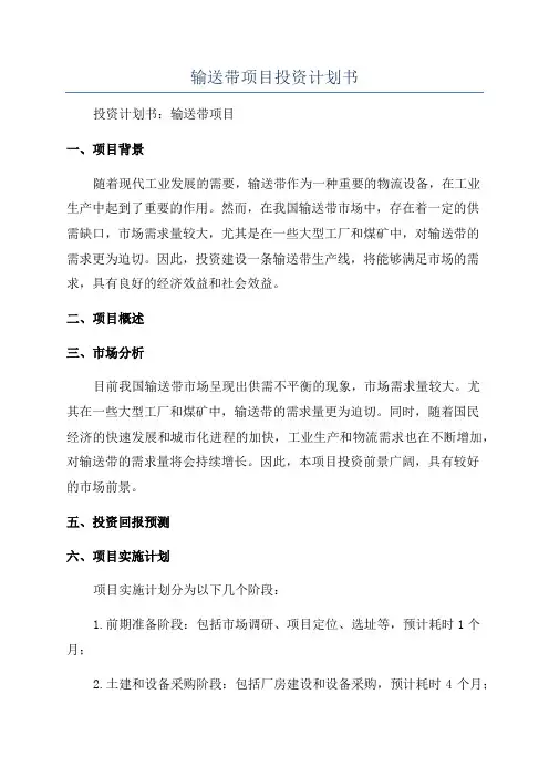 输送带项目投资计划书