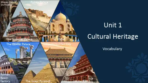 Unit 1 Cultural Heritage-高中英语教材词汇课件(人教版2019)