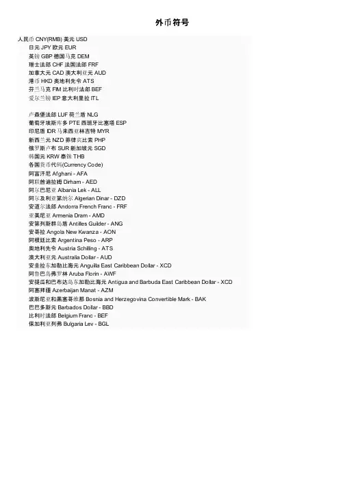 外币符号——精选推荐