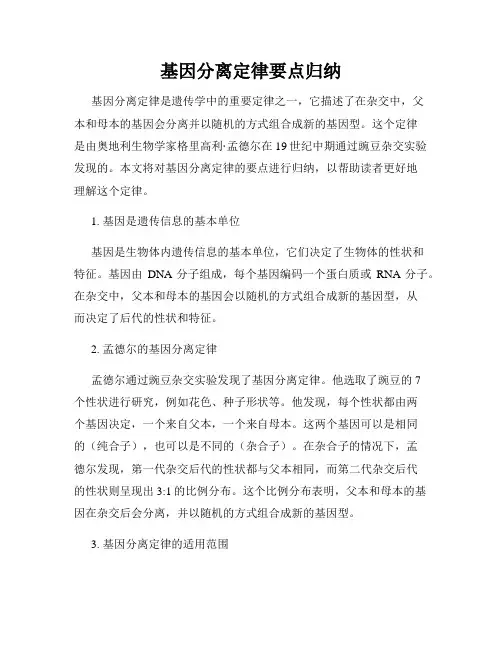 基因分离定律要点归纳