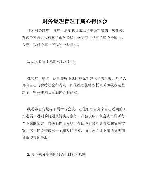 财务经理管理下属心得体会