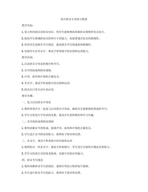 初中拼音专项复习教案