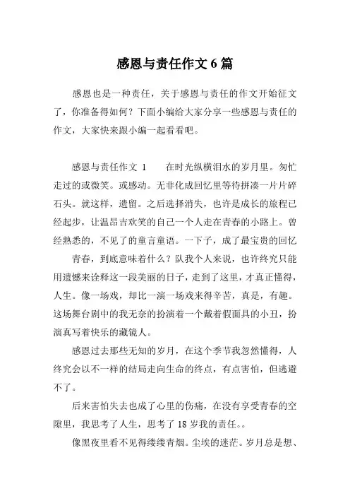 感恩与责任作文6篇