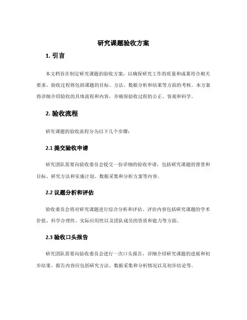 研究课题验收方案