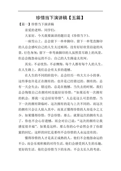 珍惜当下演讲稿【五篇】