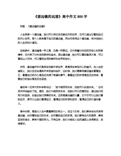 《望远镜的远望》高中作文800字