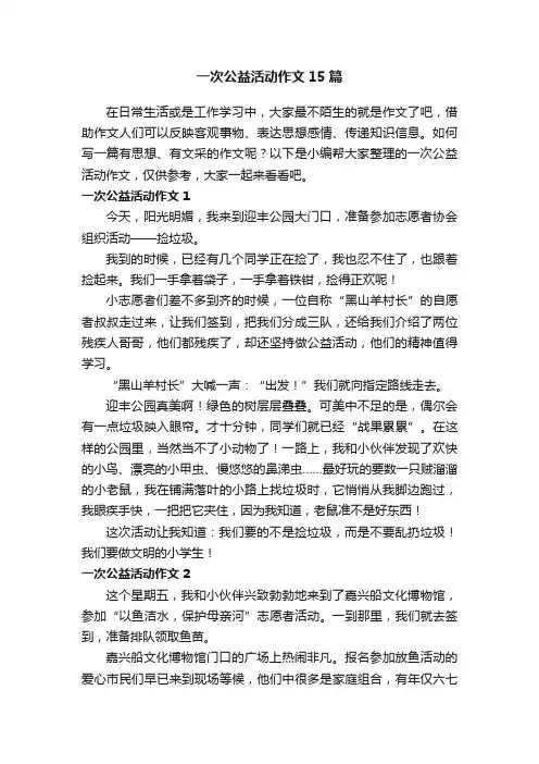 一次公益活动作文15篇