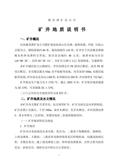 矿井地质说明书