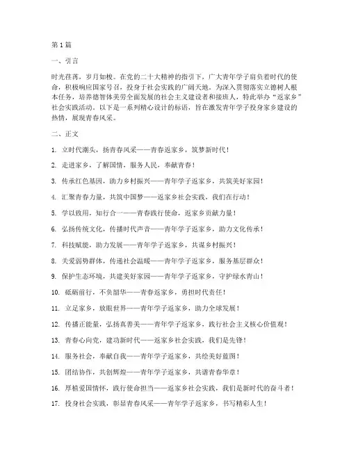 返家乡社会实践活动标语(3篇)