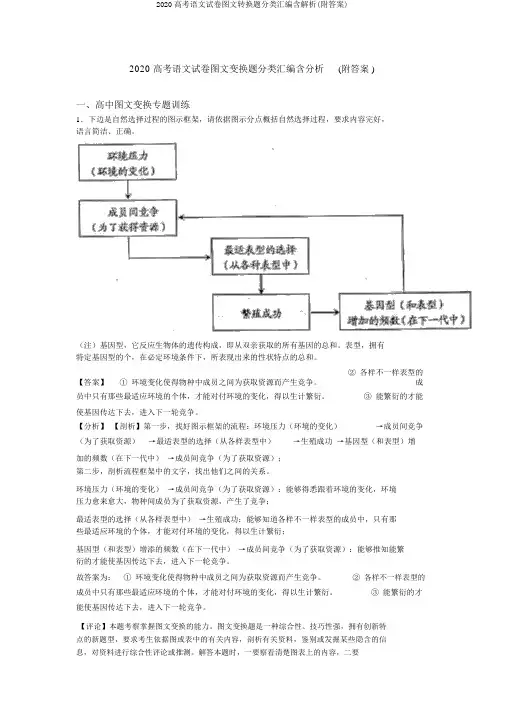 2020高考语文试卷图文转换题分类汇编含解析(附答案)
